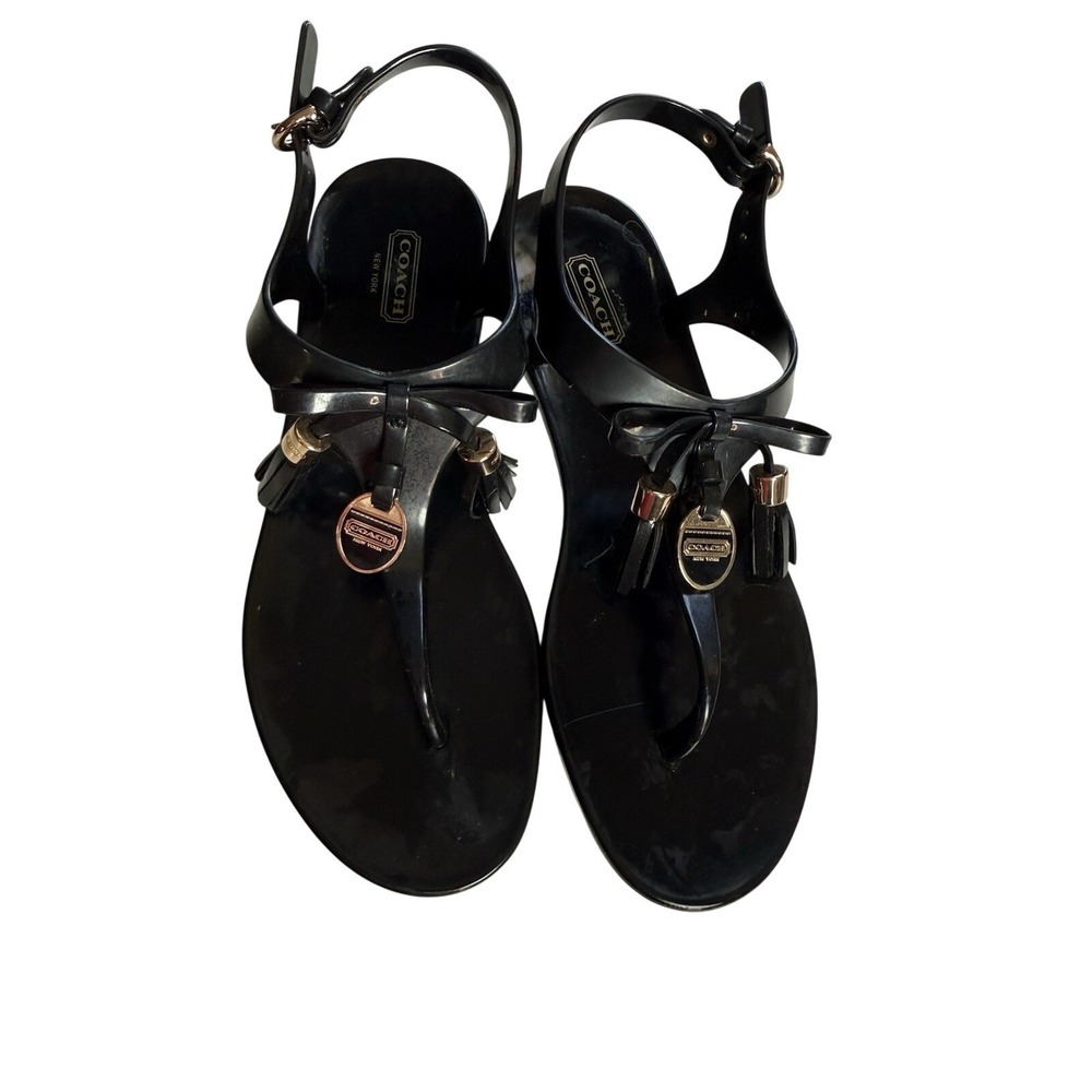 Coach Helma Black Thong Jelly Sandals size 8‎ box included